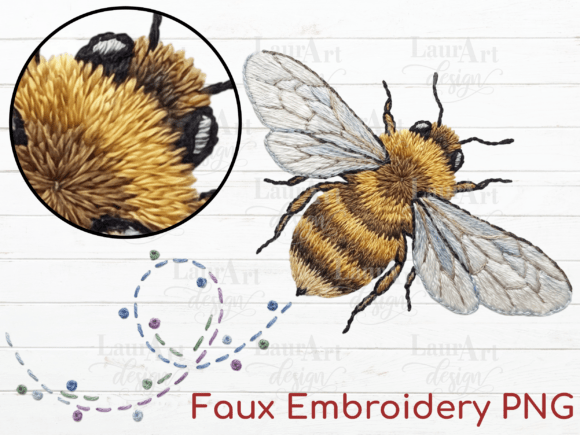 Faux Embroidery Bee Yarn Bee Clipart PNG Review