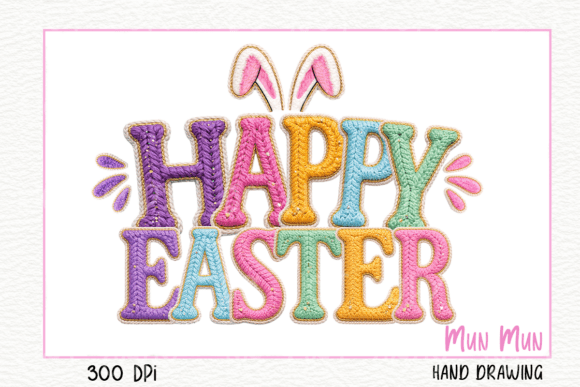 Faux Embroidery Happy Easter Varsity Png Review